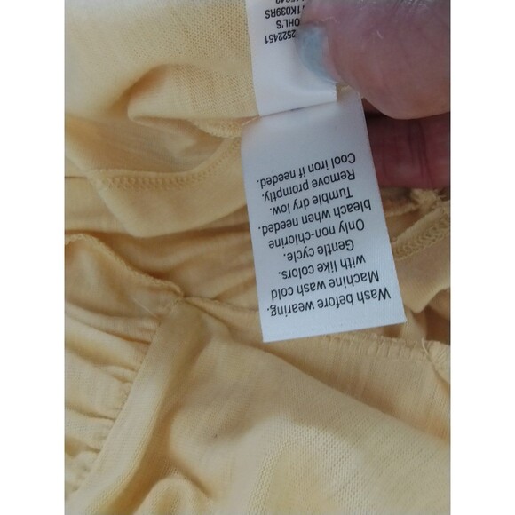 SO Top Women's M Short Sleeve V-Neck Baby Doll Flounce Ruffle Yellow Stretchy - Picture 4 of 7